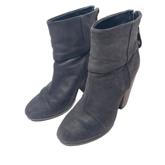RAG AND BONE Newbury Black Suede Zip Up Bootie Womens Size EU 36.5/US 6.5 - Picture 2 of 10